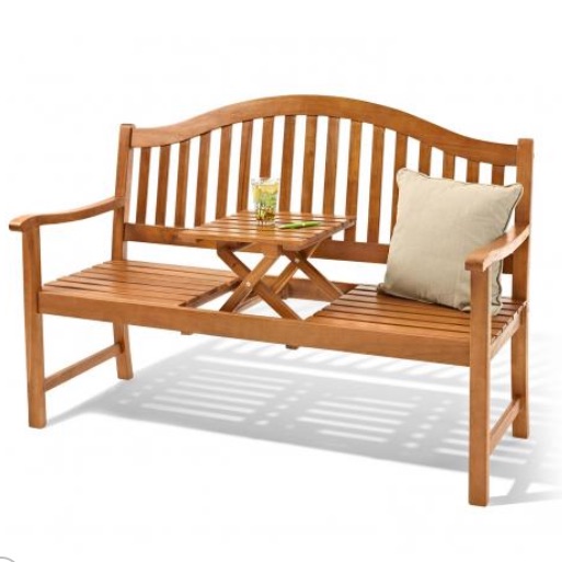 Gartenbank Mit Hochklappbarem Tisch 3 Sitzer Aus Akazienholz Fur