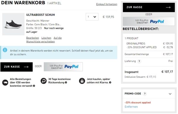 adidas UltraBoost Laufschuhe - Warenkorb