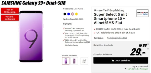 MediaMarkt Tarifewelt - Super Select - Samsung Galaxy S9+