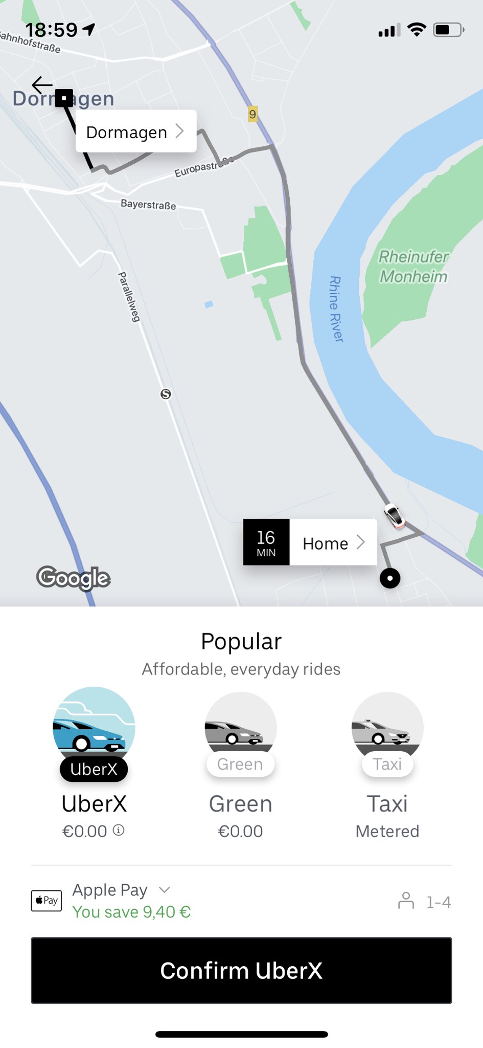 Uber - App - Auto buchen