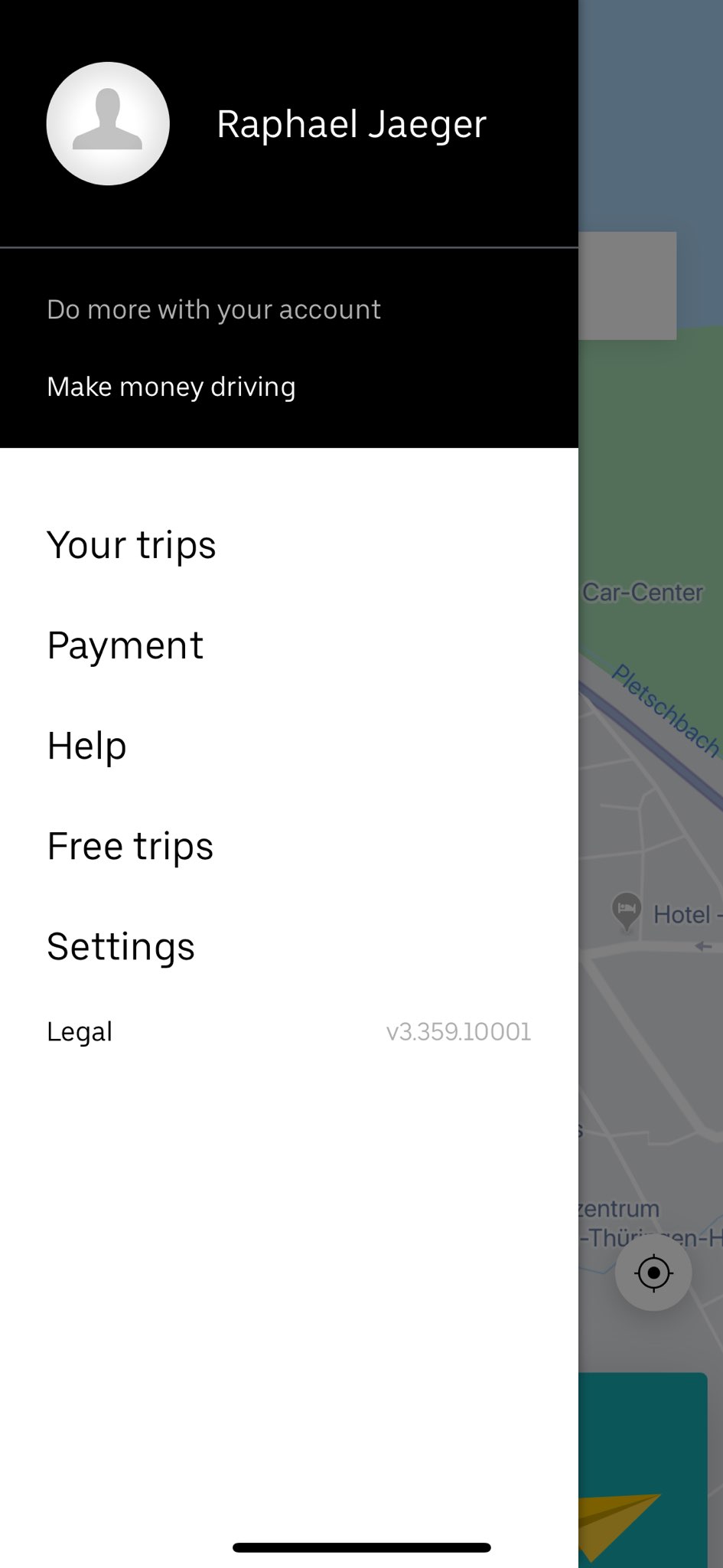 Uber - App - Auto - Übersicht