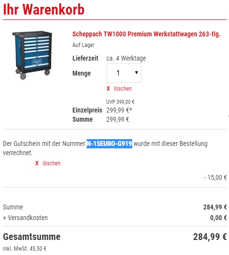 werkzeugwagen scheppach warenkorb netto