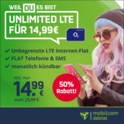 o2 Free Unlimited Basic für 14,99€/Monat (monatl. kündbar!)