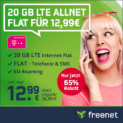 *TELEKOM-KRACHER* 20GB Telekom LTE Allnet-Flat für 12,99€/Monat