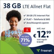*VODAFONE-KNALLER 0€ AG* 38GB LTE (100 Mbit/s) Alles-Flat (eSIM + flexibler Vertragsbeginn) für 12,99€/Monat