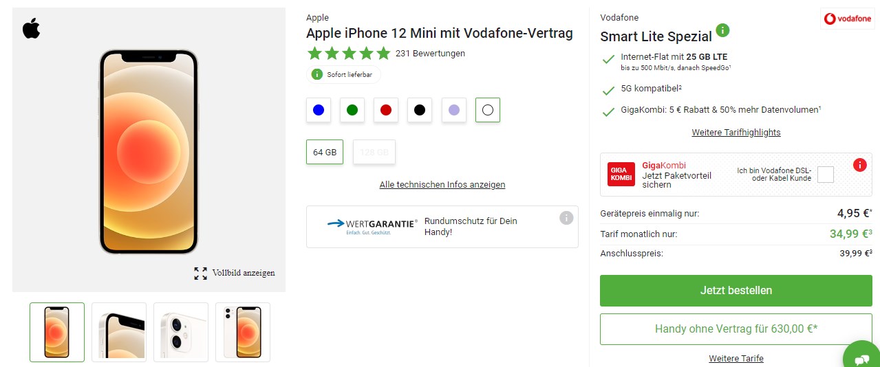 Apple iPhone 12 Mini + 25GB LTE + Alles-Flat| MonsterDealz.de