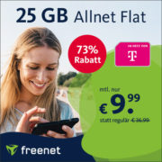 🔥📱 *HAMMER* 25GB LTE Allnet- & SMS-Flat im besten Telekom-Netz für 9,99€/Monat ⏰