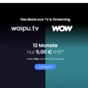 Oster-Deal! 50% Rabatt waipu.tv Perfect Plus und WOW Filme & Serien / 12 Monate für nur 5€/Monat*