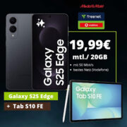 *MEGA 412€ ERSPARNIS* Samsung Galaxy S25 Edge + Galaxy Tab S10 FE + 20GB 5G + Alles-Flat im Vodafone-Netz für 19,99€/Monat