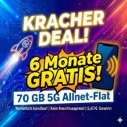 🔥 *KNALLER* simyo L (70GB-Allnet-Flat) 6 Monate mit 6,07€ Gewinn!