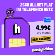 🔥 *TOP* 25GB 5G Allnet-Flat im o2-Netz für 4,99€/Monat