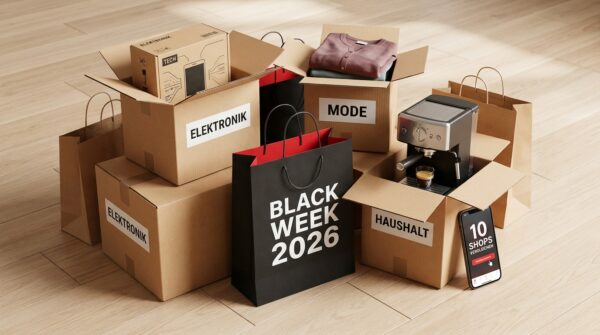 Black Friday 2026 beste Shops mit Paketen und Einkaufstüten