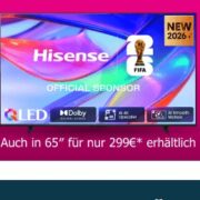 💥 *EFF. 237€ ERSPARNIS MÖGLICH* HISENSE QLED 55" für 199€ oder 65" für 299€ + MagentaTV inkl. RTL+, Netflix, Disney+ + Cashback!