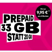 *TOP* Telekom MagentaMobil Prepaid M 33GB 5G + Alles-Flat (inkl. Schweiz + GB + Datenübertragung) für 9,95€/4 Wochen