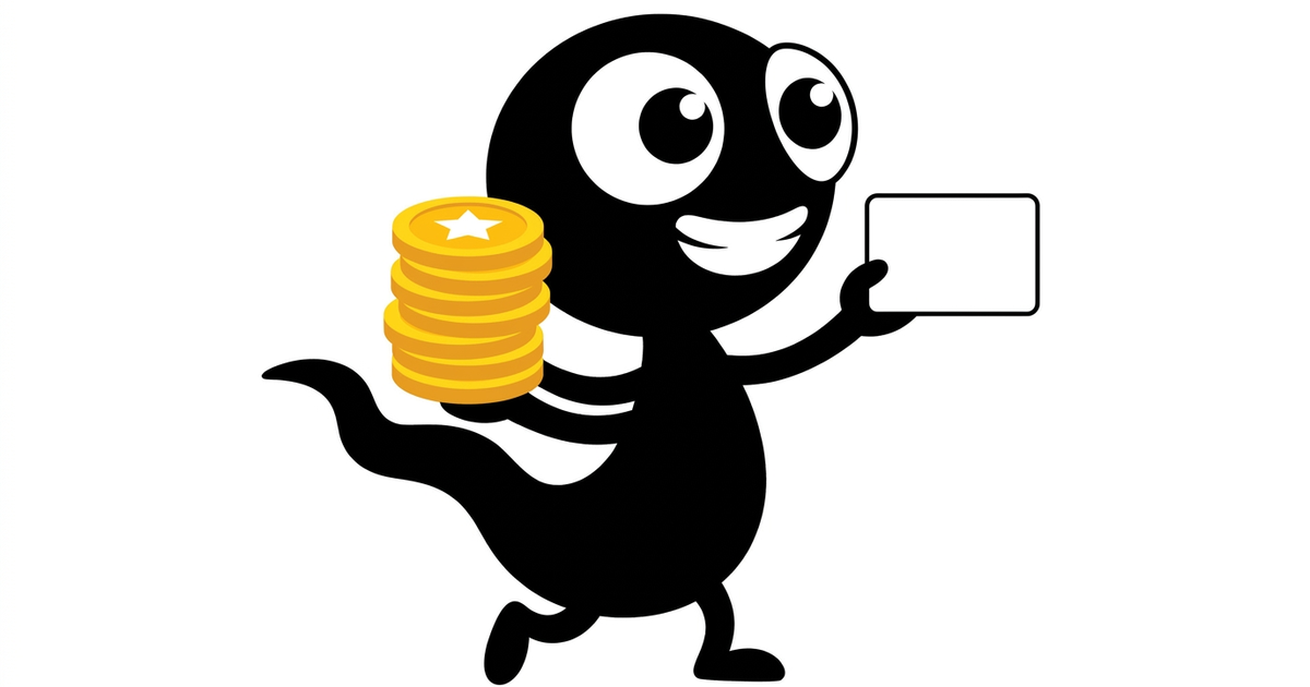 MonsterDealz-Monster mit Münzstapel und Gutscheinkarte – M-Coins Belohnungssystem