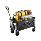 VEVOR Bollerwagen 66x45x46 cm faltbarer Transportwagen mit Gelaenderaedern Outdoor Schwarz