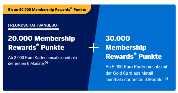 Aktion 2 American Express Gold Card Willkommensbonus: bis zu 50.000 Membership Rewards Punkte