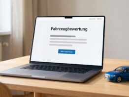 Was ist mein Auto wert – kostenlose Fahrzeugbewertung online am Laptop