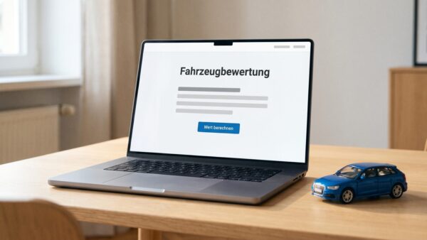 Was ist mein Auto wert — kostenlose Fahrzeugbewertung online am Laptop