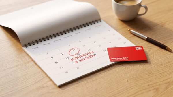 Kalender und BahnCard mit der Vier-Wochen-Kündigungsfrist