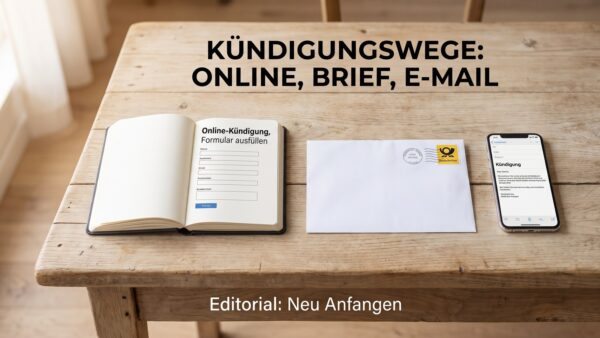 Drei Kündigungswege: online, per Brief und per E-Mail
