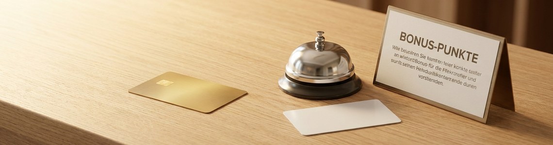 Beste Hotel-Kreditkarte mit Bonus 2026 – goldene Kreditkarte an der Hotelrezeption