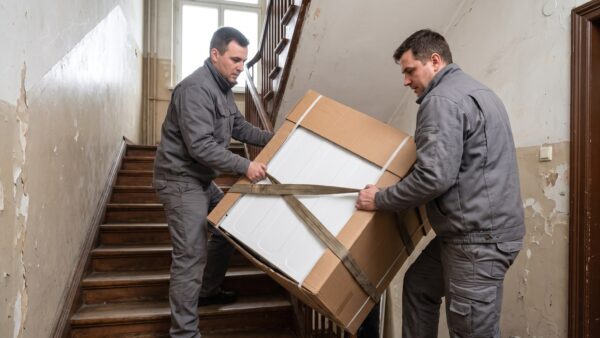 black friday waschmaschine 3 black friday waschmaschine lieferung Lieferdienst traegt eine neue Waschmaschine ins Treppenhaus einer Wohnung
