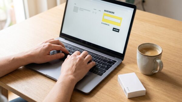 docmorris gutschein code einloesen DocMorris Rabattcode im Warenkorb einloesen - Gutscheincode-Feld am Laptop