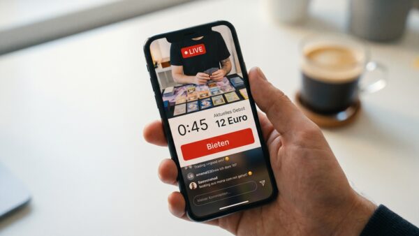 ebay live funktion eBay Live Auktion mit Countdown und Bieten-Button auf dem Handy