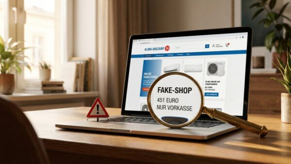 Fake-Shop erkennen: Klimaanlagen-Shop mit Lockpreis und nur Vorkasse als Warnsignal