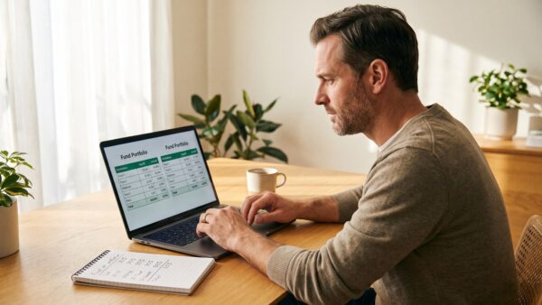 Zwei Fondsdepots im Vergleich am Laptop