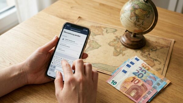 geld ins ausland ueberweisen Geld ins Ausland überweisen per Banking-App und Weltkarte