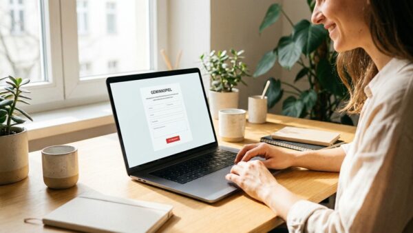 gewinnspiel online teilnahme Seriöses Online-Gewinnspiel Teilnahmeformular am Laptop