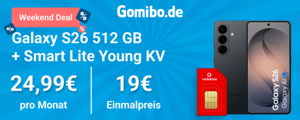 gomibo s26 vf 750x300 1 Weekend Deal: Samsung Galaxy S26 mit Vodafone-Tarif bei Gomibo