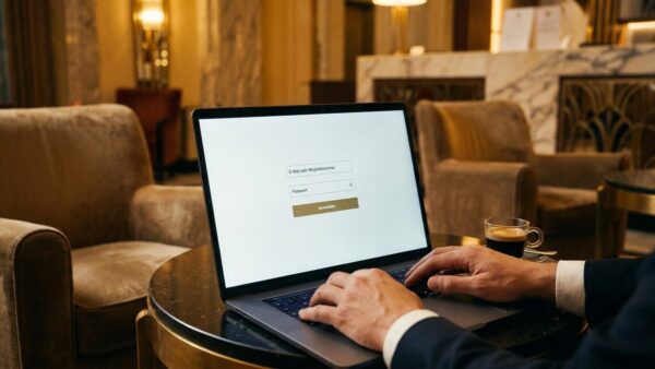 Hilton Honors Login am Laptop mit E-Mail und Passwort