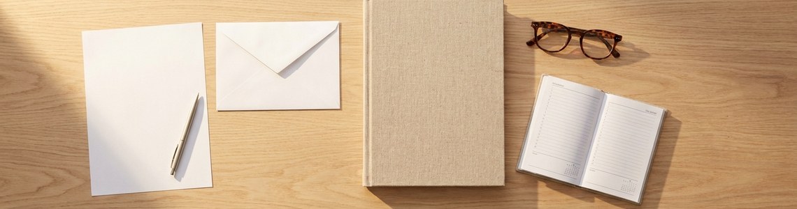 Kuendigungsschreiben Briefumschlag und Kalender auf Schreibtisch
