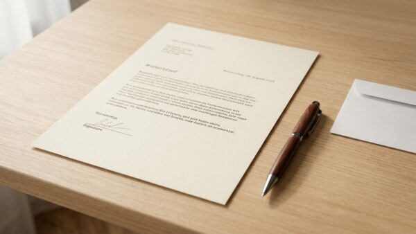 kuendigung vorlage musterbrief Kündigung Vorlage als Musterbrief auf dem Schreibtisch mit Kugelschreiber und Vertragsunterlagen