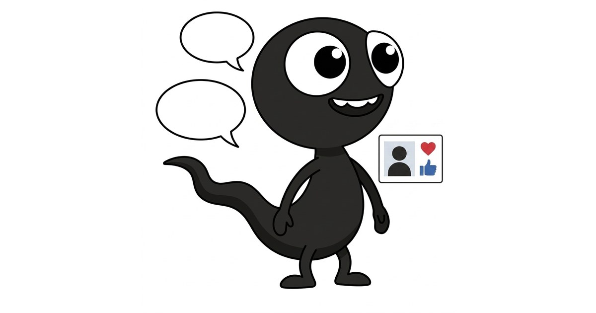 MonsterDealz-Monster mit Sprechblasen, Profilkarte, Herz und Daumen hoch – Community und Account