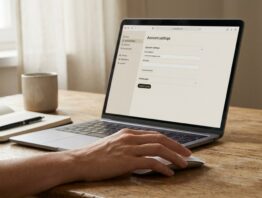 Laptop mit Kontoeinstellungen Streaming-Abo beenden