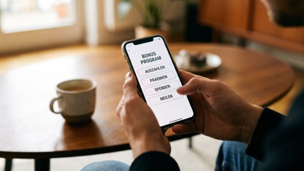 Smartphone zeigt die Einlösewege für Bonuspunkte