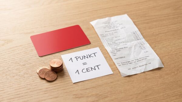 Kundenkarte mit Cent-Münzen als Symbol für den Punktewert