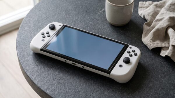 psportal geraet Handheld-Spielgerät mit großem Display und seitlichen Controller-Griffen