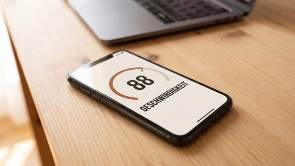router speedtest Smartphone zeigt eine Geschwindigkeitsmessung des WLANs