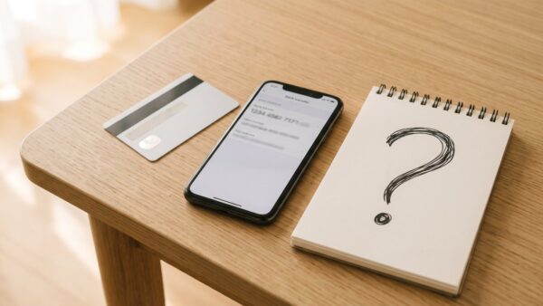scam geld Bankkarte und Smartphone mit neutraler Ăśberweisungsmaske