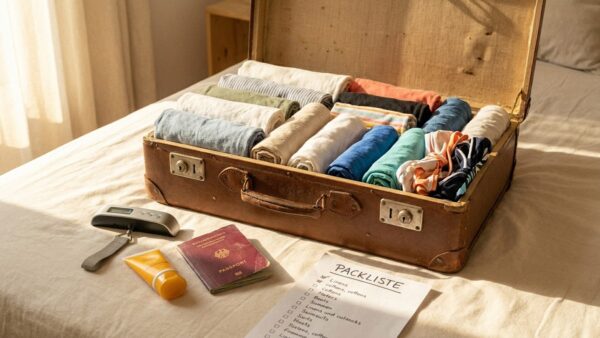 Koffer packen für die Sommerferien 2026 mit Packliste und Kofferwaage