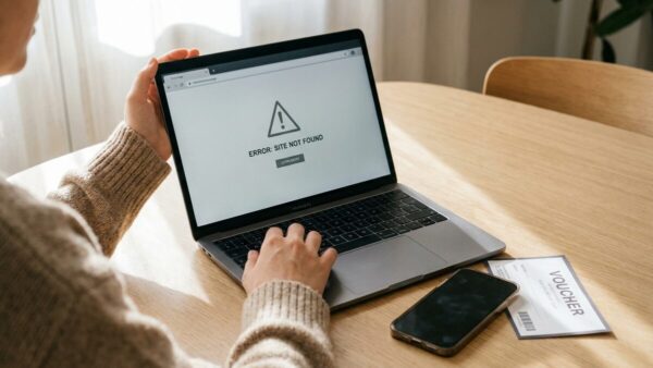 voucherwonderland offline shop abgeschaltet Voucherwonderland offline: abgeschalteter Gutschein-Shop am Laptop