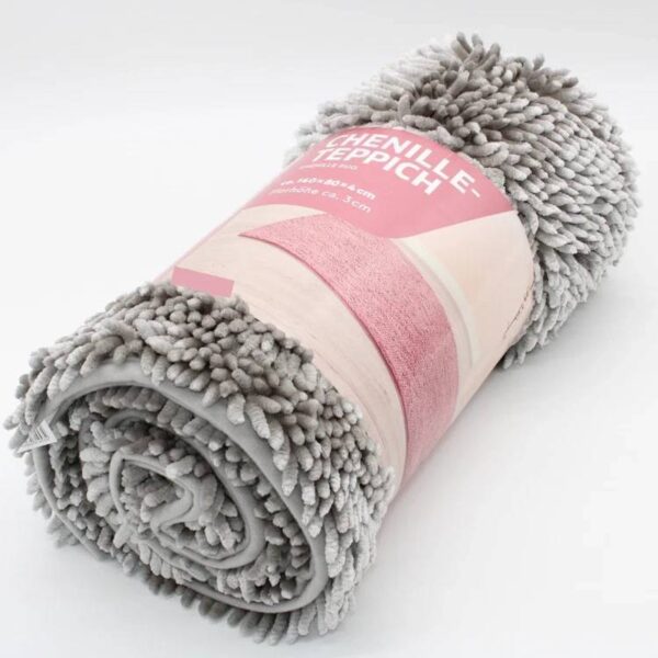 xxl chenille badematte 140x80 1 XXL Chenille Badematte 140 x 80 cm Hochflor grau