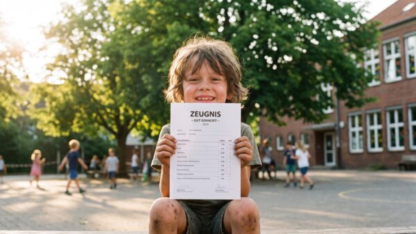 zeugnisaktionen zeugnis Zeugnisaktionen 2026: Kind hÀlt stolz sein Schulzeugnis