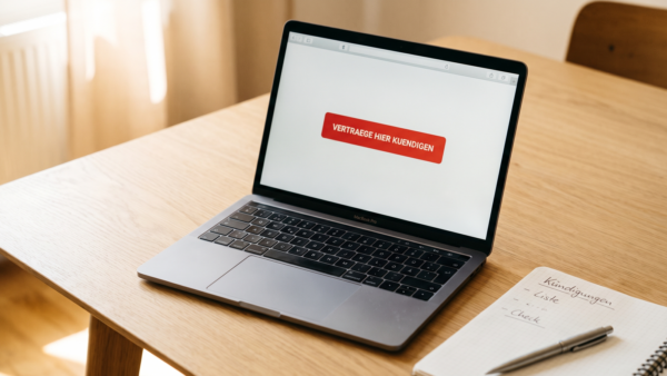 abo fallen erkennen bild 3 Kündigungsbutton auf einer Webseite am Laptop mit Bestätigungsseite
