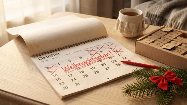 Kalender mit markiertem Oktober als bester Kaufzeitpunkt für Adventskalender